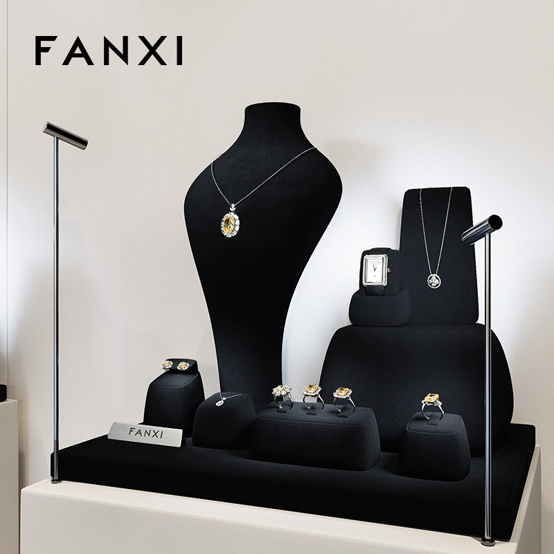 Black Microfiber Jewelry Display Stand