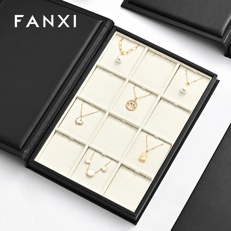 Black & Beige Microfiber Jewelry Display Tray