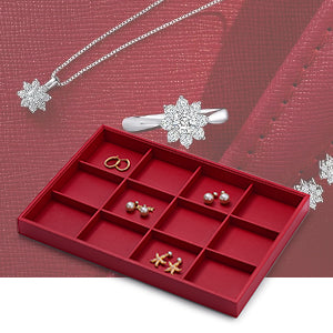 Red PU Leather Stackable Jewelry Display Tray