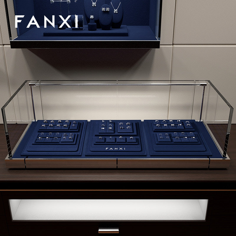 Blue Microfiber Jewelry Display Set