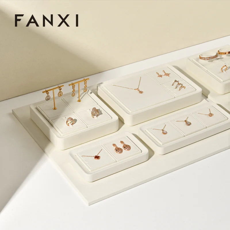 Beige Microfiber Jewelry Display Set