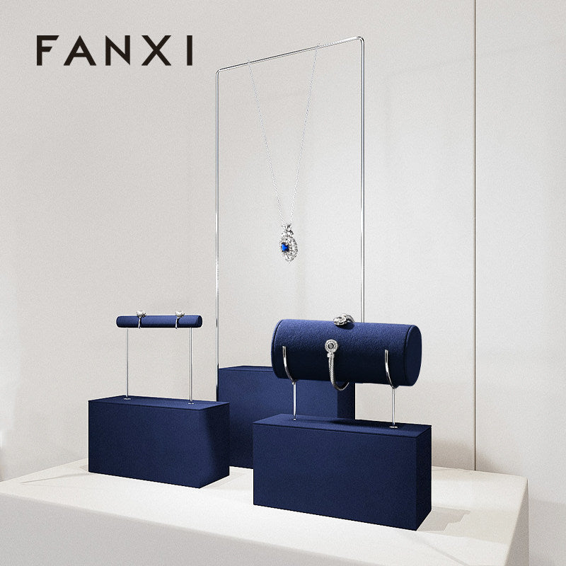 Blue Metal Jewelry Display Set