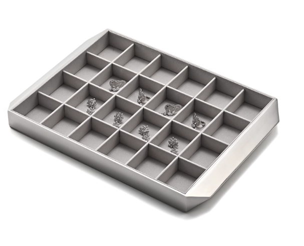 Gray & Silver Microfiber Metal Jewelry Display Tray