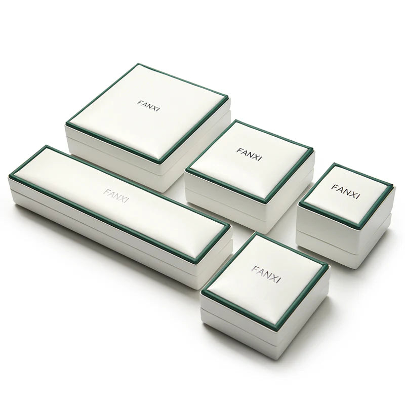 White & Gray PU Leather Microfiber Jewelry Box