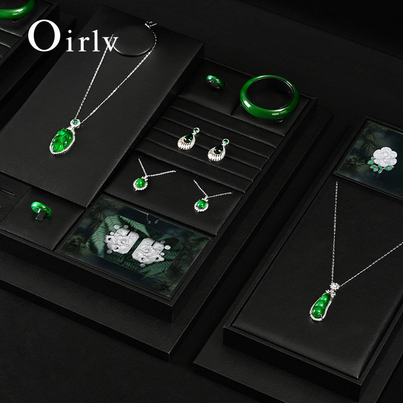 Black PU Leather Jewelry Display Set