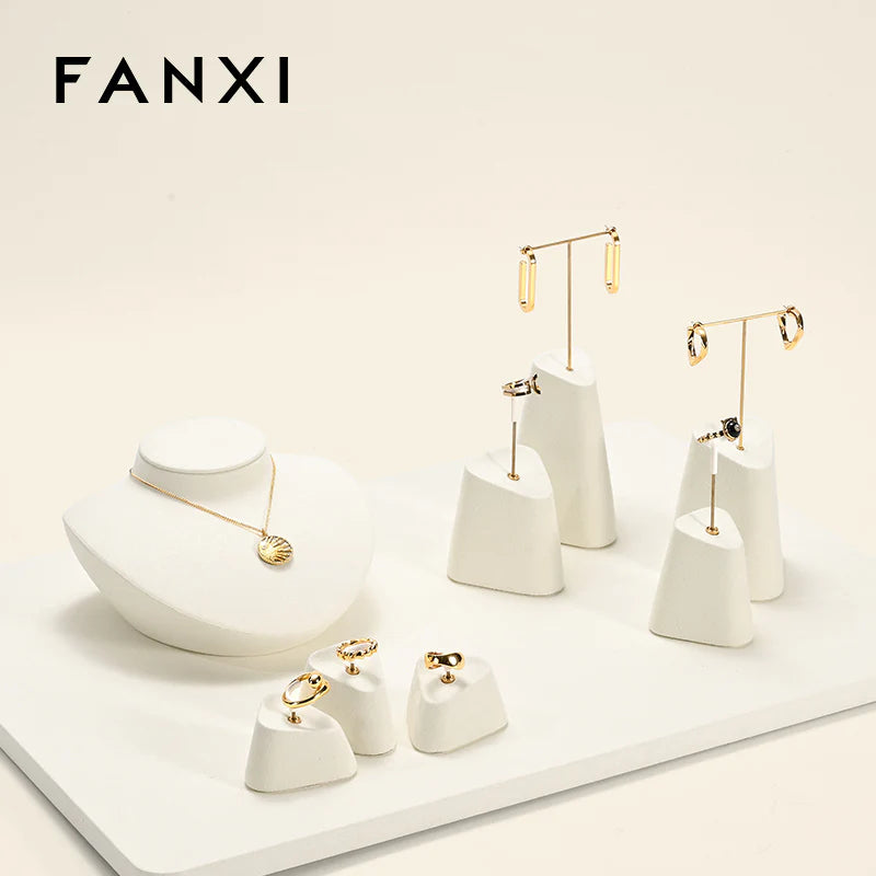 Beige Microfiber Jewelry Display Stand