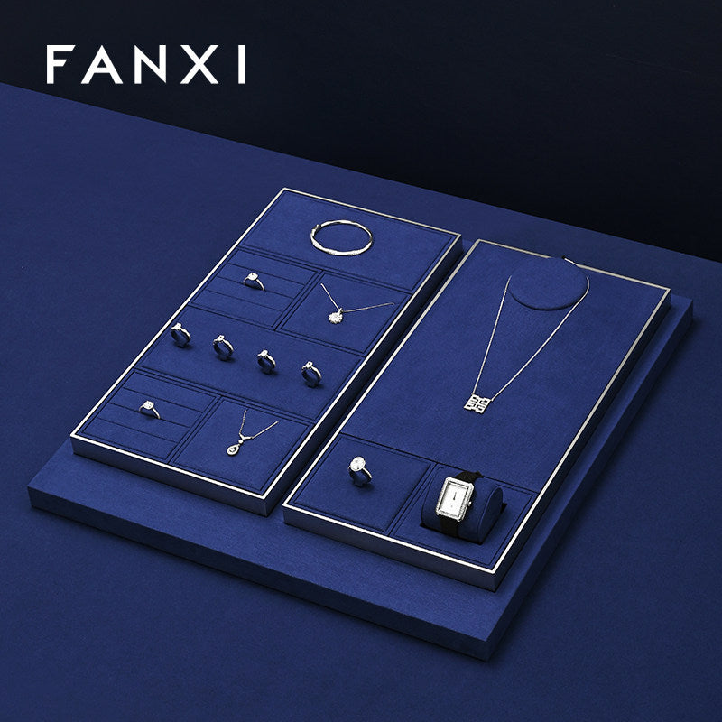 Blue Metal Jewelry Display Set