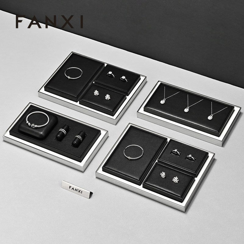Black Leather Jewelry Display Stand