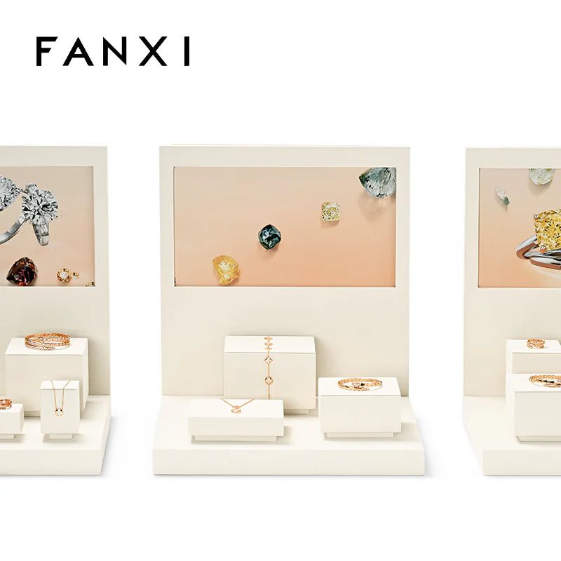 Beige Microfiber Jewelry Display Set