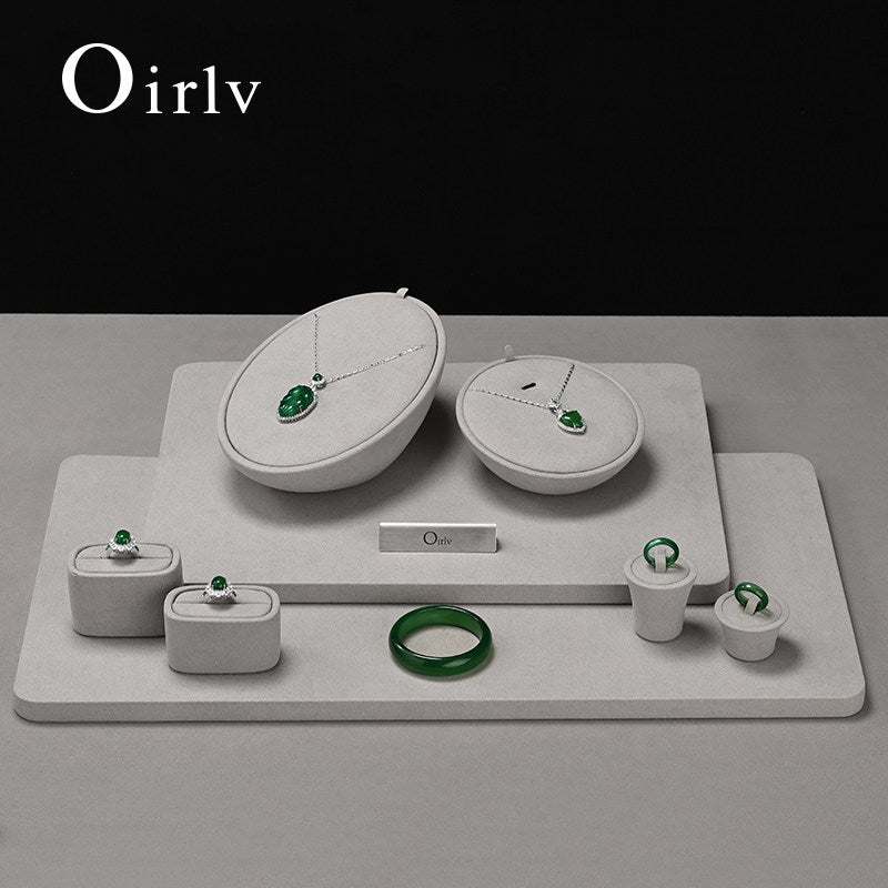 Gray Microfiber Jewelry Display Set