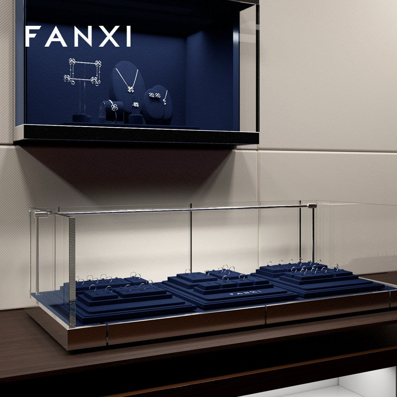 Blue Microfiber Jewelry Display Set