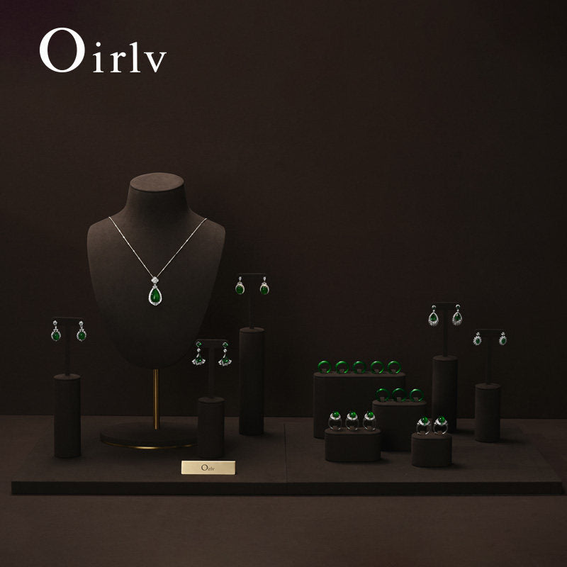 Brown Microfiber Jewelry Display Set