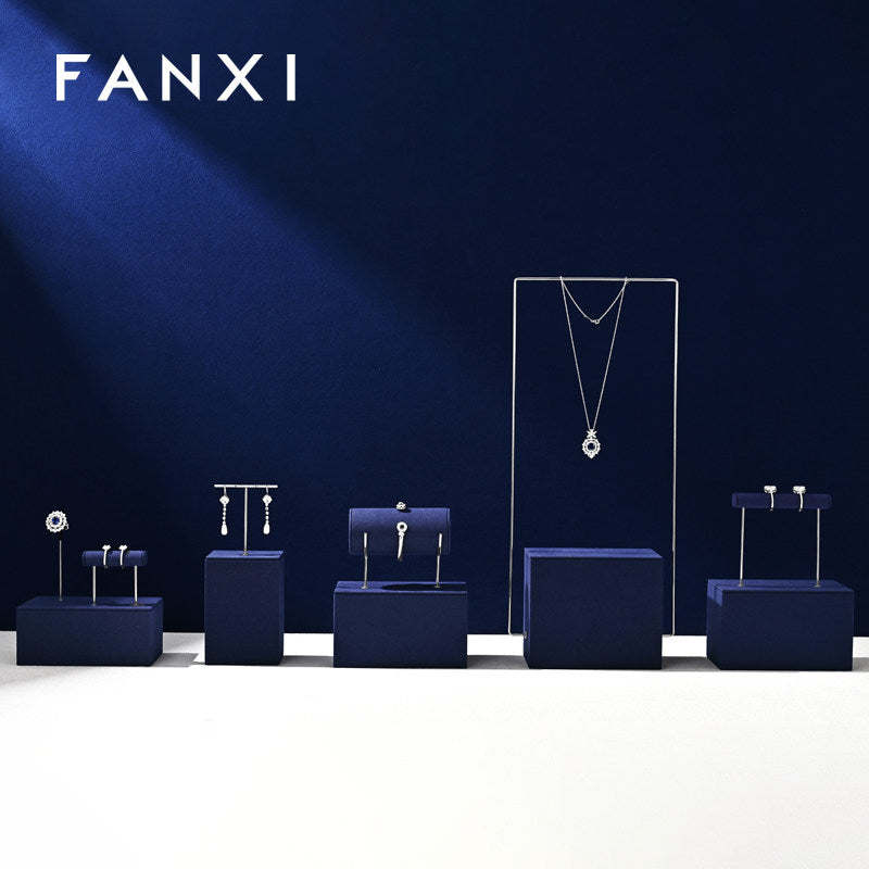 Blue Metal Jewelry Display Set