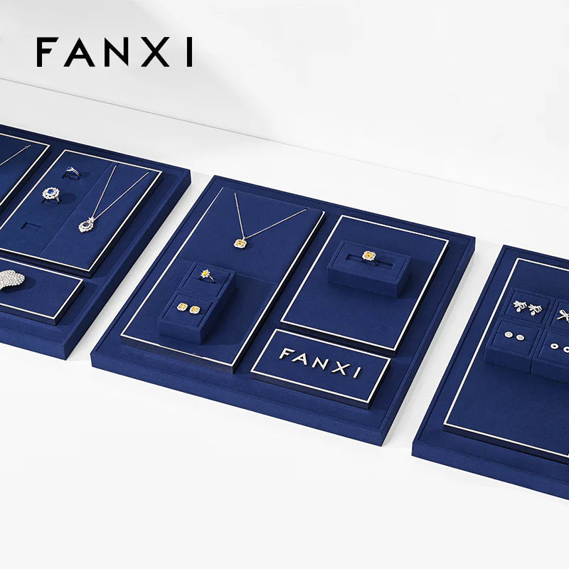 Blue Microfiber Jewelry Display Set