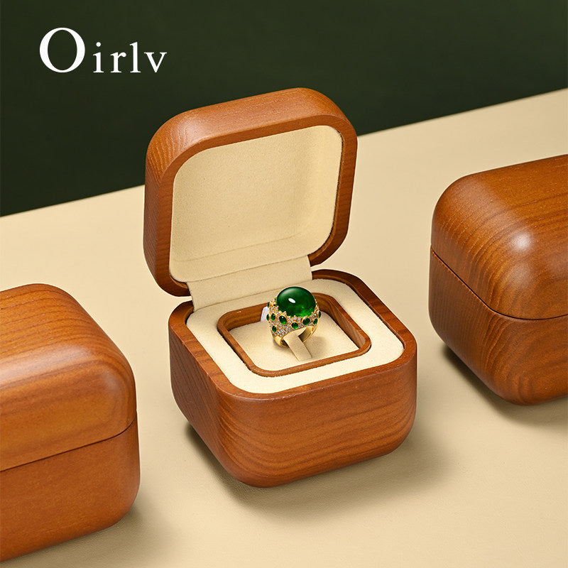 Beige Microfiber Wooden Jewelry Box
