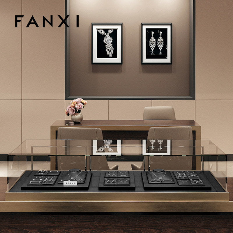 Black PU Leather Metal Jewelry Display Stand