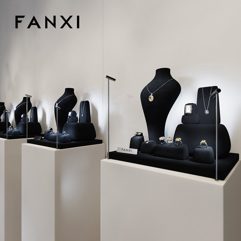 Black Microfiber Jewelry Display Stand