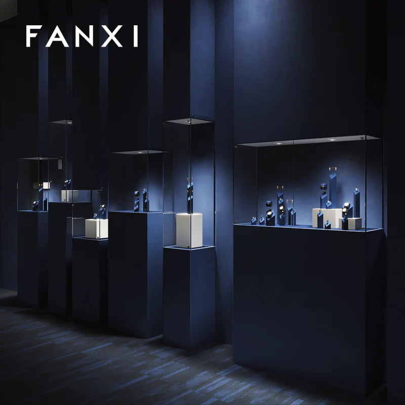 Blue Microfiber Jewelry Display Set