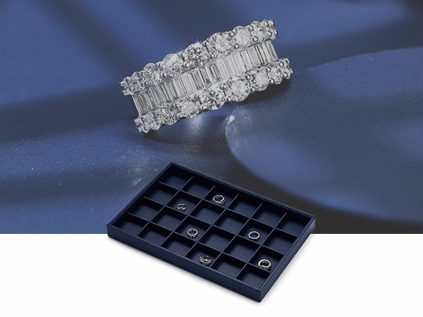 Blue PU Leather Stackable Jewelry Display Tray