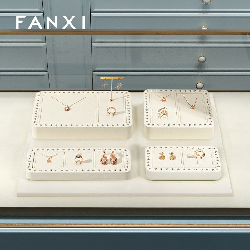 Cream Microfiber Jewelry Display Set