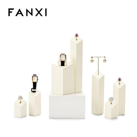 Beige Microfiber Jewelry Display Set