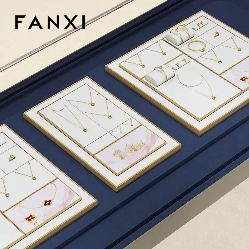 White PU Leather Jewelry Display Set
