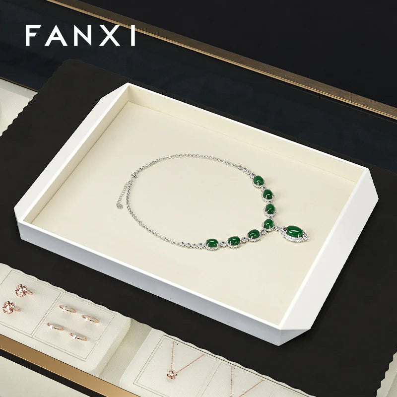 Black & Beige Microfiber Jewelry Display Tray