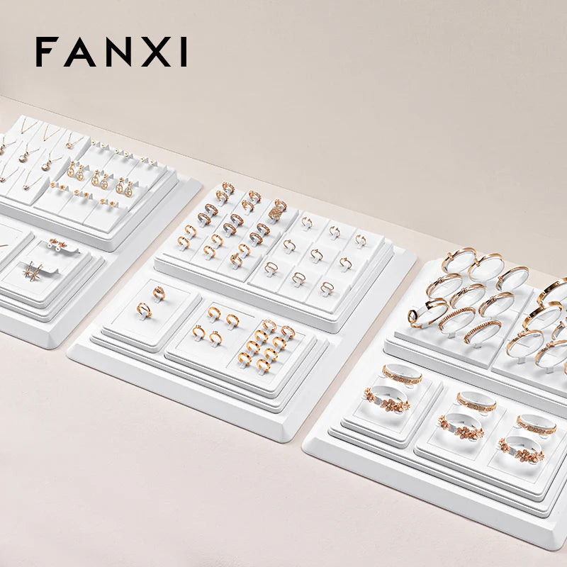 White PU Leather Jewelry Display Set