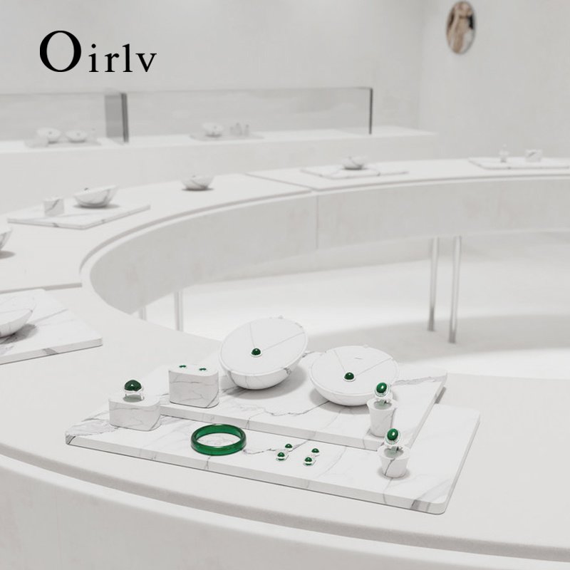 White Leather Jewelry Display Set