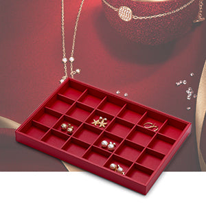 Red PU Leather Stackable Jewelry Display Tray