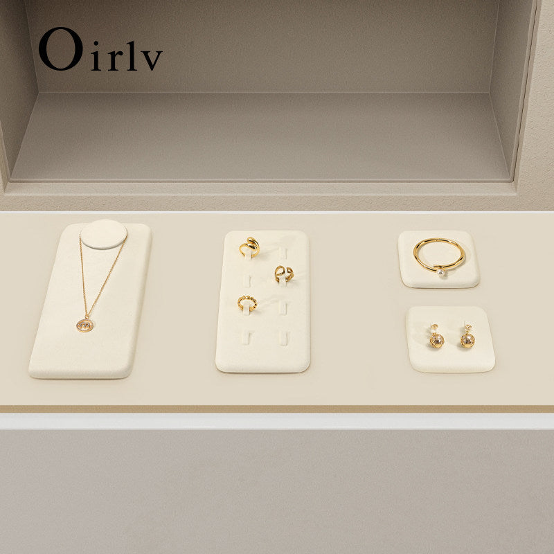 Beige Microfiber Jewelry Display Set