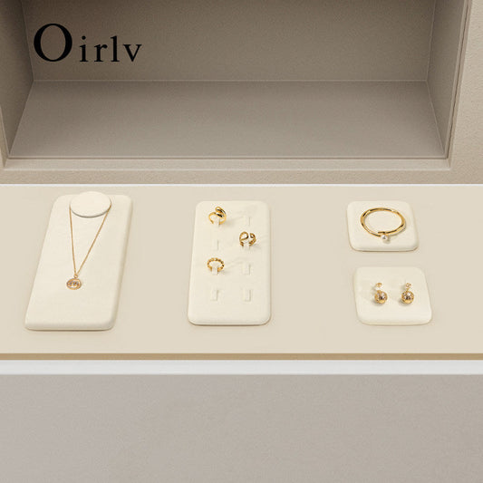 Beige Microfiber Jewelry Display Set