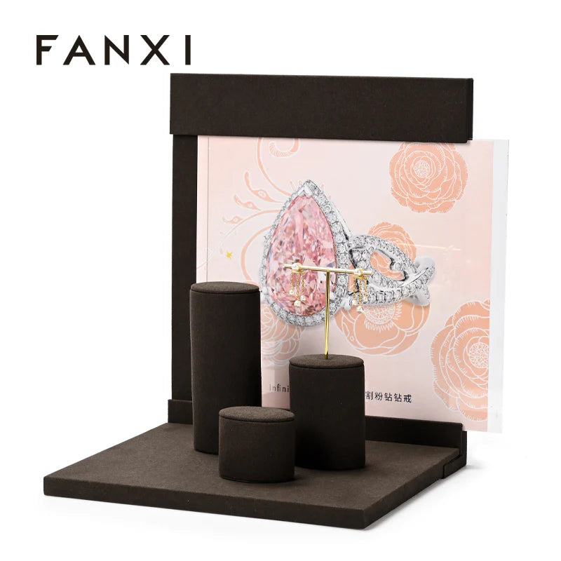 Brown Microfiber Jewelry Display Set