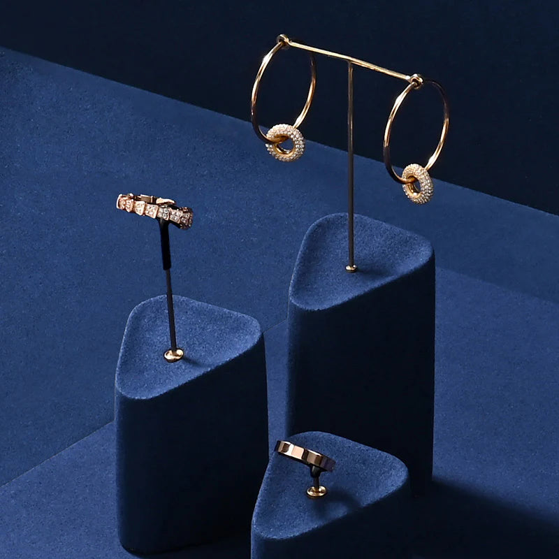 Blue Microfiber Jewelry Display Set