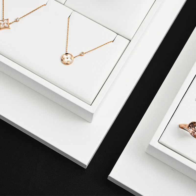 White PU Leather Jewelry Display Set