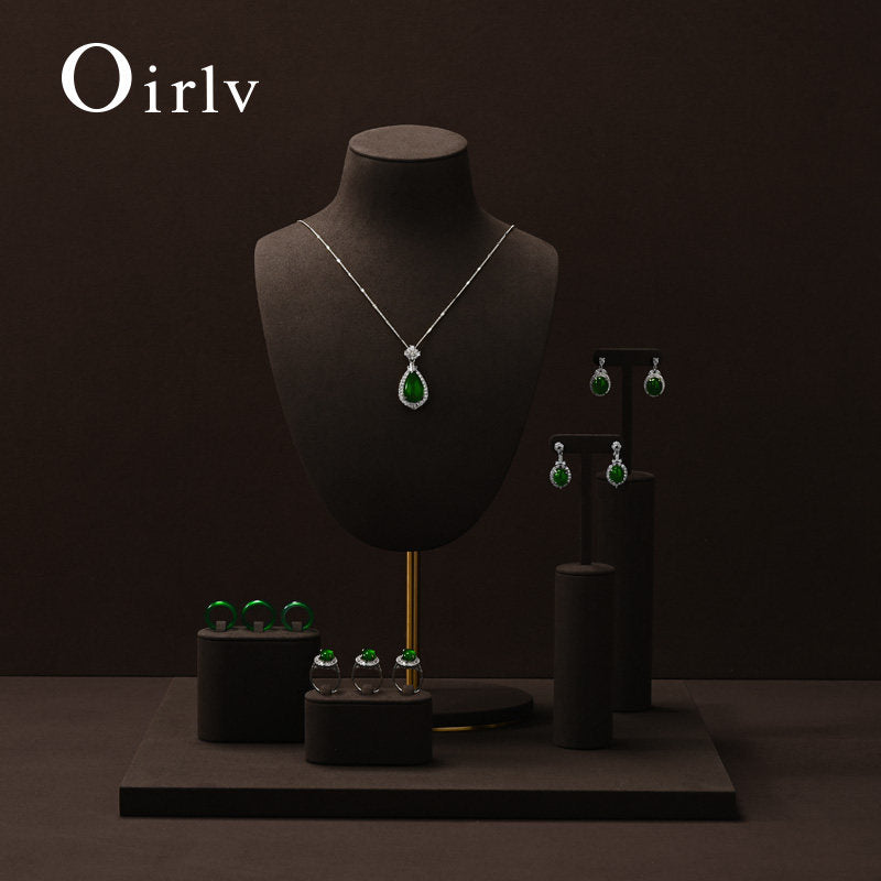 Brown Microfiber Jewelry Display Set