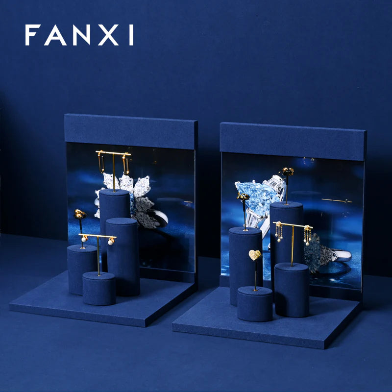 Blue Microfiber Jewelry Display Set