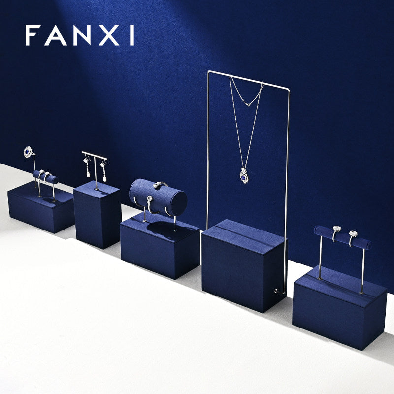 Blue Metal Jewelry Display Set