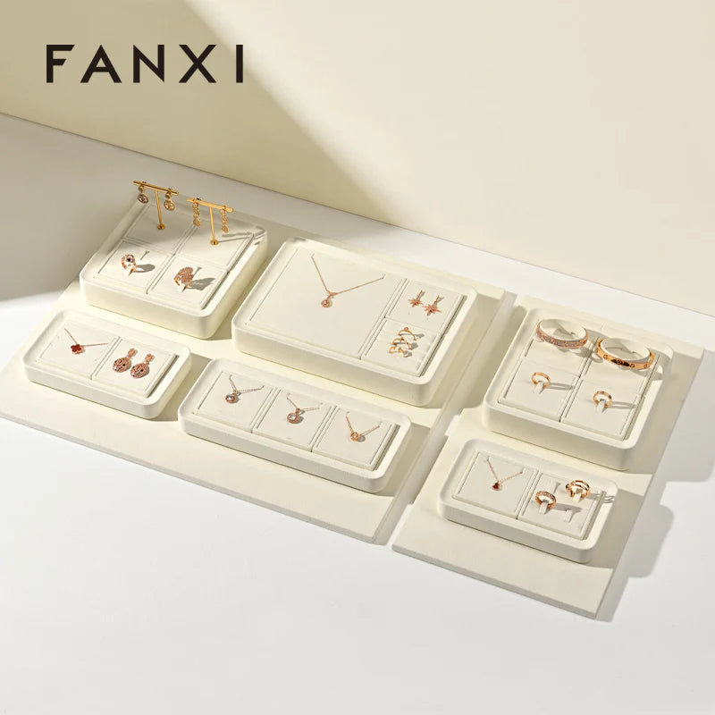 Beige Microfiber Jewelry Display Set