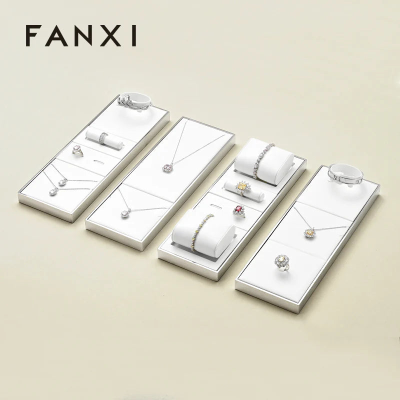 White PU Leather Jewelry Display Set