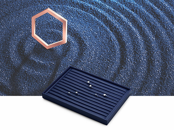 Blue PU Leather Stackable Jewelry Display Tray