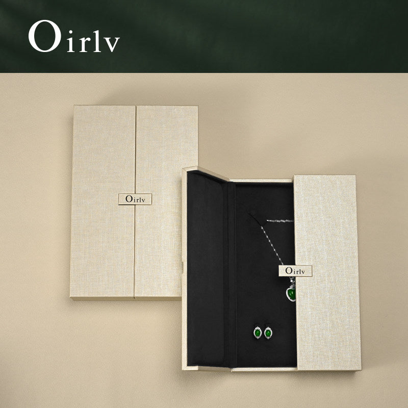 Beige PU Leather Microfiber Jewelry Box