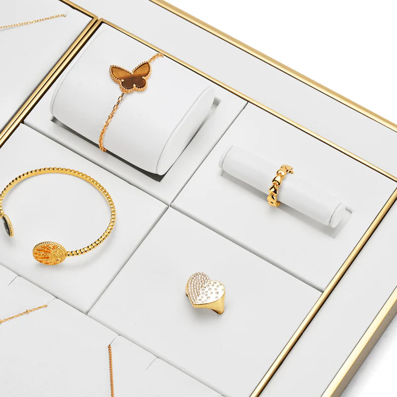 White PU Leather Jewelry Display Set