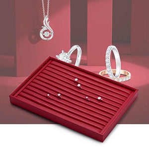 Red PU Leather Stackable Jewelry Display Tray