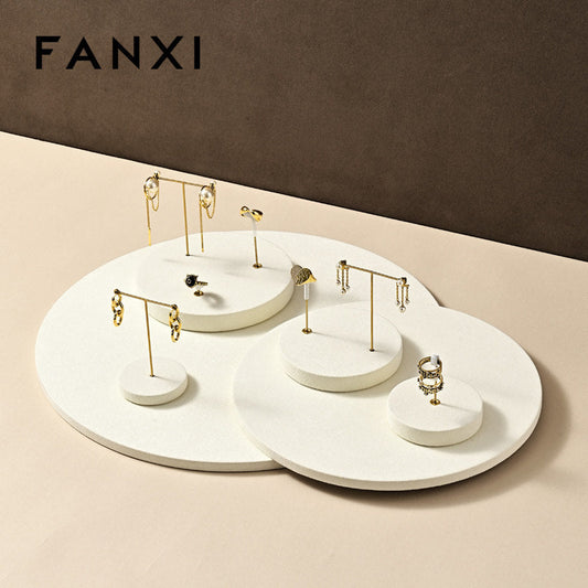 Beige Microfiber Jewelry Display Set
