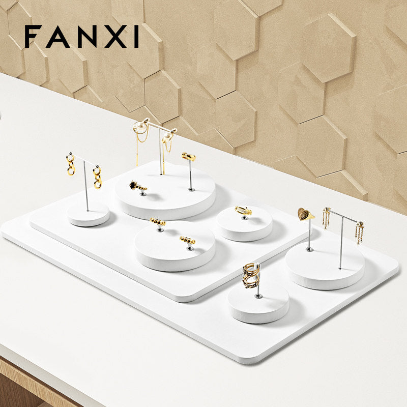 White Leather Jewelry Display Stand