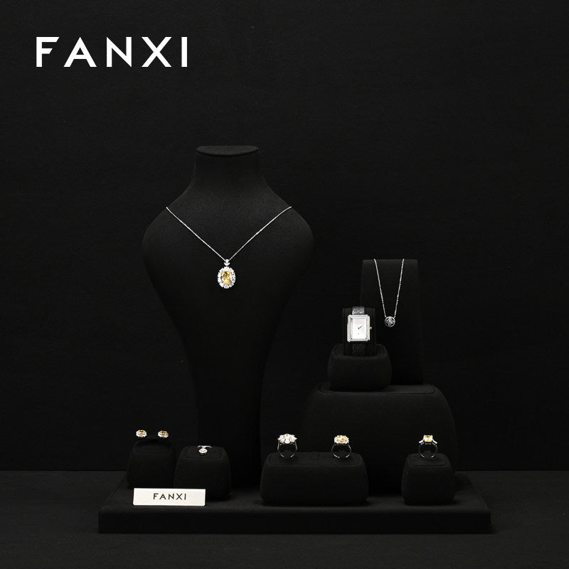 Black Microfiber Jewelry Display Stand