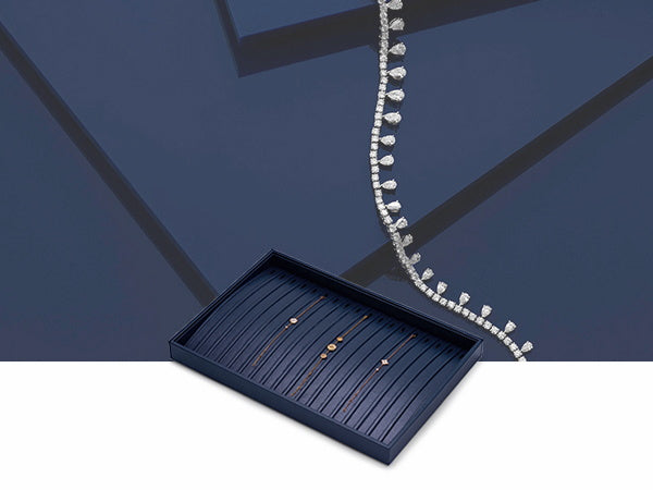 Blue PU Leather Stackable Jewelry Display Tray