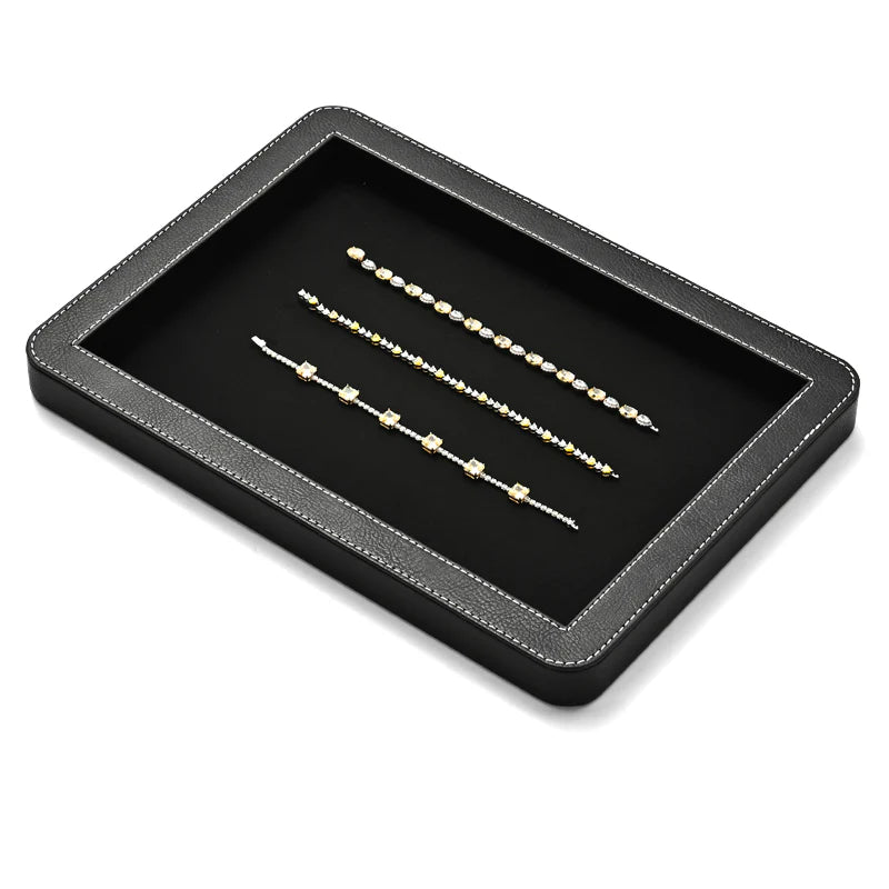 Black & Gray Round Jewelry Display Tray