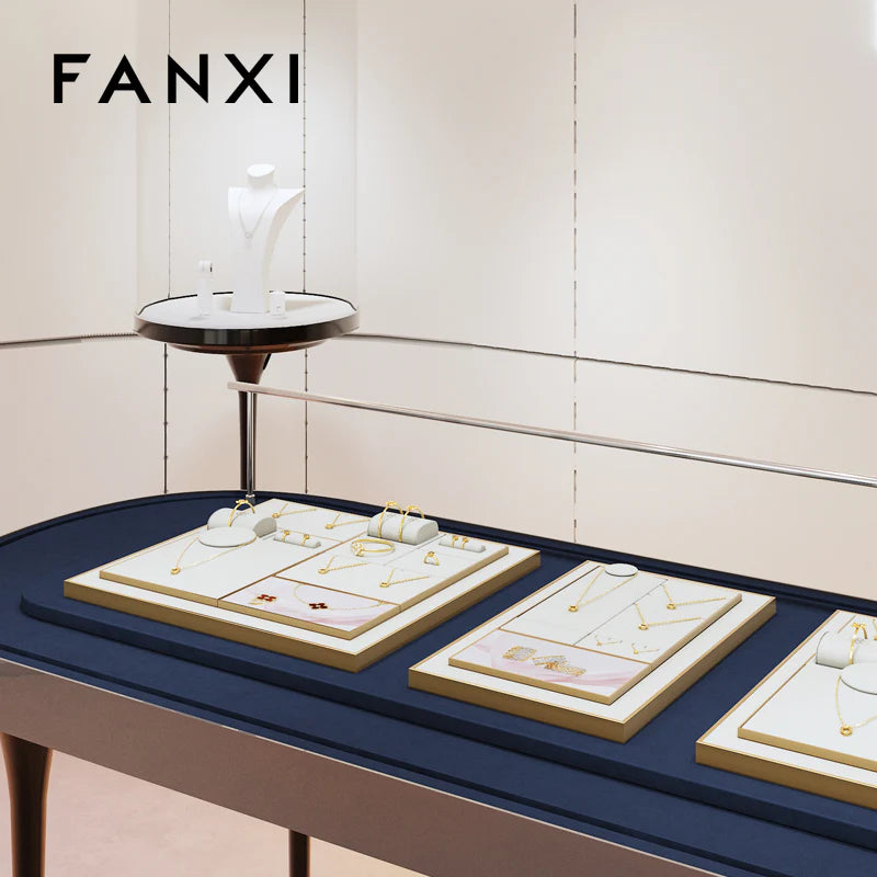 White PU Leather Jewelry Display Set
